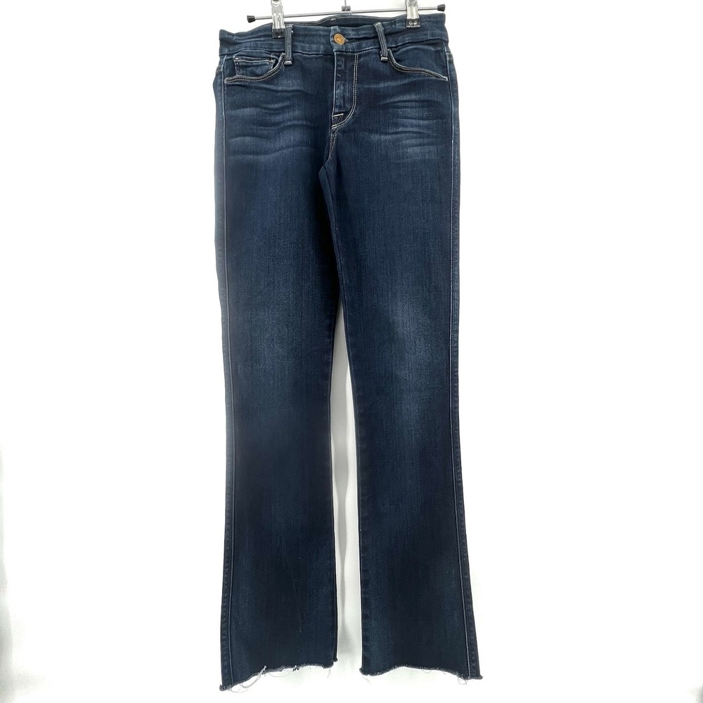 Seven 7 For All Mankind Jeans Skinny Bootcut Dark Wash Sz 26 Raw Hem Modified